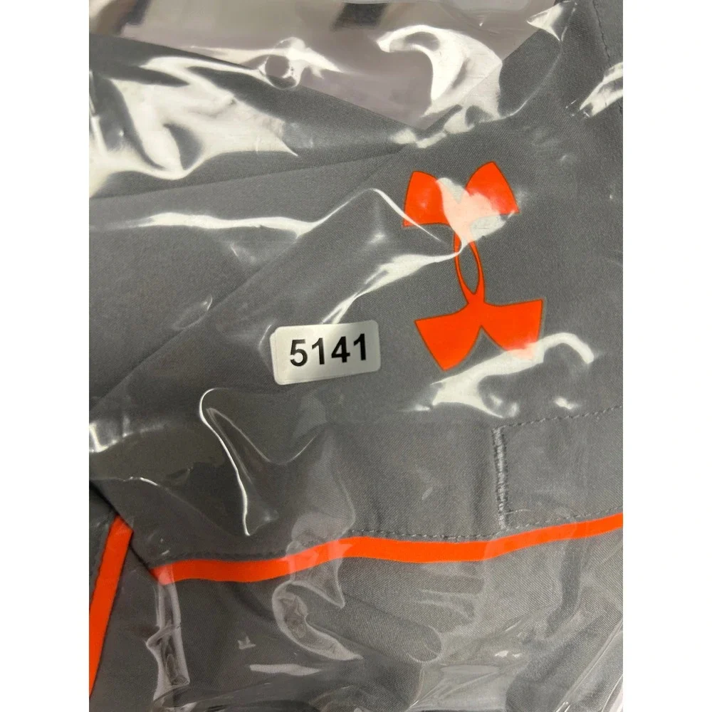 Athletic Under Armour‎ Mens Large Gray Orange Loose Fit Gym Training Shorts